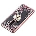 Galaxy S9 Plus Case Pink Ring, Miniko(TM) Soft Slim Bling Rhinestone Floral Crystal TPU Plating Rubber Case for Girls with Detachable 360 Diamond Finger Ring Holder Stand for Galaxy S9 Plus