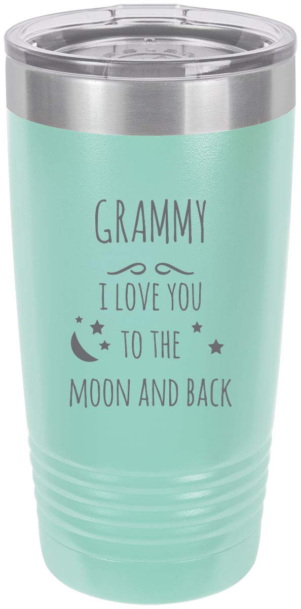 Grammy - I love you to the Moon and Back Stainless Steel Engraved Insulated Tumbler 20 Oz Travel Coffee Mug, Teal