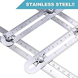 Angle Measurement Tool Stainless Steel Universal Template Measure Angular Ruler Engraved Scale with Bag and 2 Extra Knobs for Carpenter Woodwork Tile Floor Installation Engineering DIY Roofing Tools