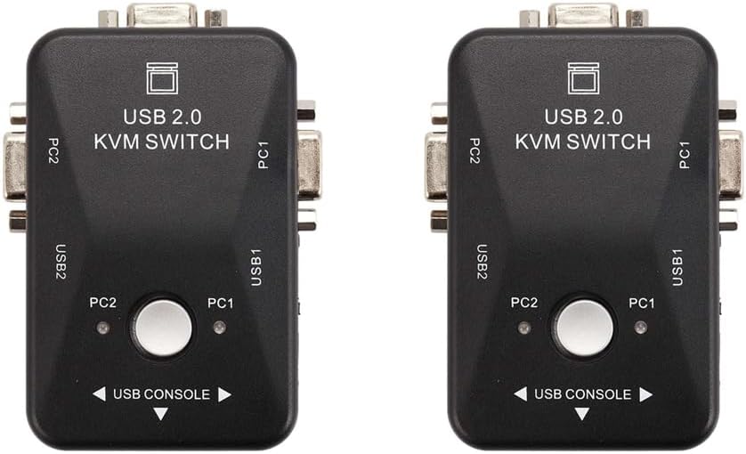 Bcowtte 2 Port USB KVM Switch VGA SVGA 1920x1440 Mouse Keyboard 2.0 Hub