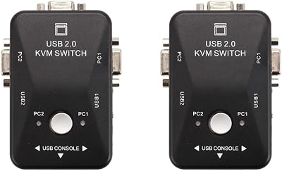 Bcowtte 2 Port KVM USB 2.0 Switch VGA Keyboard Mouse 1920x1440