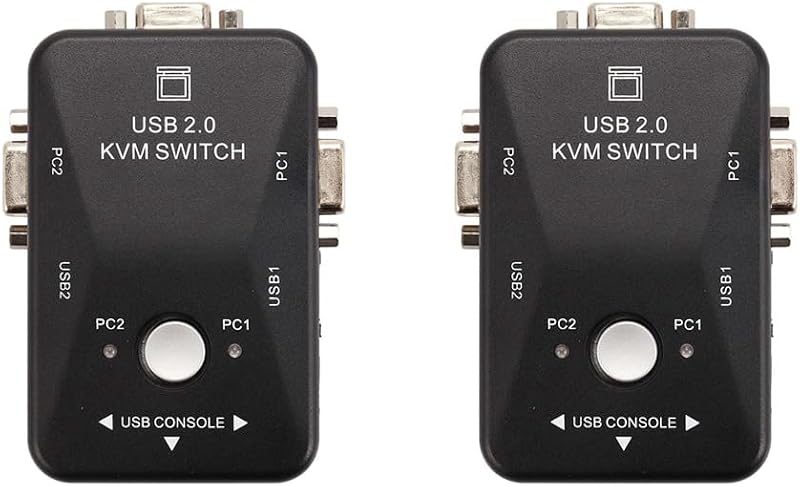 Bcowtte 2 Port USB KVM Switch VGA SVGA 1920x1440 Mouse Keyboard 2.0 Hub