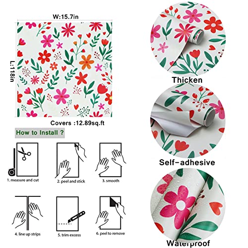 Ismoon Floral Peel and Stick Wallpaper Leaf Contact Paper 15.7\