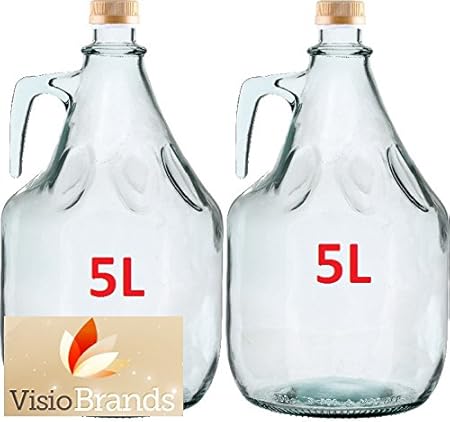 MultiDepot Set von 2 Glasballon komplett Glas Flasche Glasballon 5L Glasballon Gärballon