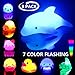 Geolinca Bath Toys, 8 Packs Light-Up Floating Pool Fun Unicorn Dolphin Toys, 7 Color Flashing Bathtub Water Toys for Baby Toddlers Kids Infants Boys Girls Animal Toy Set Colorful