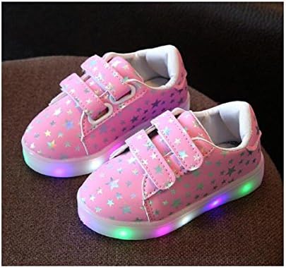 Children Shoes With Light Chaussure Led Enfant Spring Autumn New Stars Led Girls Shoes Sports Breathable Boys Sneakers Shoes (12, Pink)