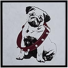 Rivet Puppy Eyed Dog in Burgundy Collar Print in Black Frame, 12.5" x 12.5"