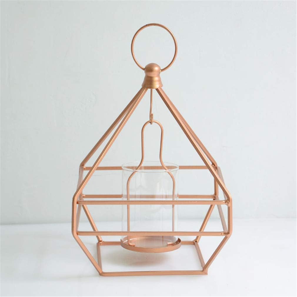 Yxkjod Creative Rose Golden Geometric Candle Holder Iron Frame Candlestick European-Style Simple Modern Art Candlestick Home Decor Gift 5 Combinat No Mirror