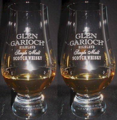 GLENCARIN GLEN GARIOCH DISTILLERY ETCHED GLASSES - PAIR OF TWO