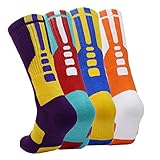 4 Pairs Men Athletic Basketball Crew Socks Performance Sport Dri-Fit Cushion Long Compression Cotton Sock,Size 6.5-11.5