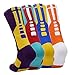 4 Pairs Men Athletic Basketball Crew Socks Performance Sport Dri-Fit Cushion Long Compression Cotton Sock,Size 6.5-11.5