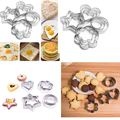Cookie Cutter Panniuzhe 12PCS Stainless Steel Christmas Cookie Cutters, Star Hearts Round Flower Shape Moulds, Cake Pastry Icing Biscuit Cutters