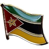 Mozambique Flag Die-struck Metal Single Lapel Pin with Butterfly Clasp Closure
