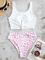 ZAFUL Women's Knotted Front Tankini Set High