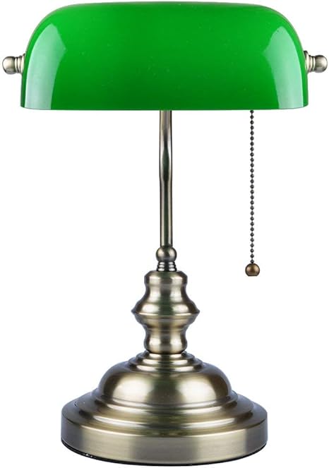 Amazon Co Jp Lepower バンカーズランプ Led テーブルランプ アンティーク インテリア E26口金 真鍮台座 銅色仕上げ ベッドサイド スタンド デスクライト 12ヶ月保証 Led電球付き ホーム キッチン