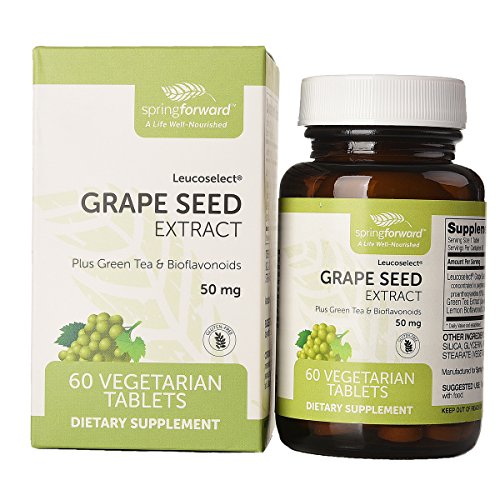 Spring Forward Leucoselect Grape Seed Extract Plus Green Tea &amp; Bioflavonoids – Powerful Antioxidant Supplement – Green Tea Extract – Supports Heart Health – Fast Absorption – (60 Tablets)