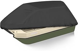 YimSting 1200D Waterproof Pond Boat Cover Fits 8'-10'L Pond Prowler Bass Raider Boat and Bass Fishing Boat, Heavy Duty Marine Grade Canvas, Black