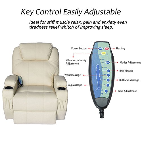SKEMIDEX--- Lounge Vibration Massage Recliner Sofa Chair Swivel 3 Position Lift Electric Massage Recliner Sofa Chair Heated Remote Control w/ 8 Vibration & 5 Massaging Mode