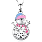 Daixiya Snowman Necklace Sterling Silver Christmas Snowman Pendant Necklace Winter Holiday Xmas Jewelry Birthday Gifts for Women