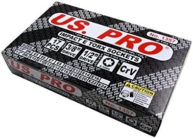 US PRO 17pc 3/8" & 1/2"dr Impact E-TORX SOCKETS E5-E24 B1357, Black, Variety pack - Image 4