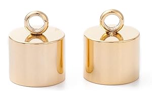 UNICRAFTALE 10Pcs Stainless Steel Column Cord Ends Real 24K Gold Plated End Caps 8mm Inner Diameter Smooth End Caps Terminators Cord Finding for Jewelry Making