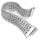 INBLUE Men's Large Stainless Steel Bracelet Link Wrist Silver Tone