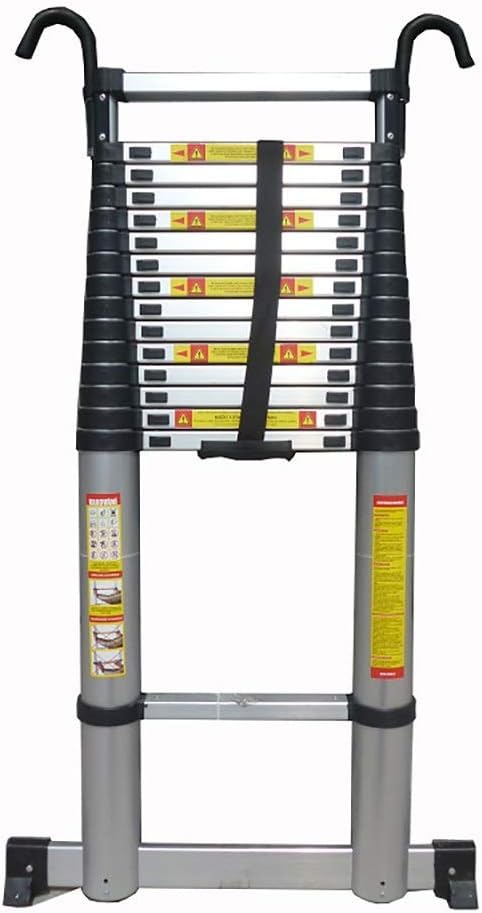 WGGGF Telescopic Tall Ladder 5m/5.4m/5.8m/6.2m with Fixed Hook and Safety Lock Aluminum Non-Slip Loft Long Ladder Telescoping Ladder,Load 150kg (Size : 5.8m/19ft)