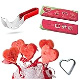 #1 Best Watermelon Hearts Kit-Stainless Steel Watermelon Slicer with Silicone Tongs,Heart Shaped Cutter,Knife and Serving Sticks.