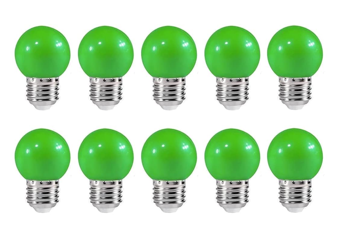 ZFQ 10 Pack E27 Bayonet Colored LED Light Bulbs 2W G45 Golf Ball Mini Globe Bulb Lighting Bulbs,Green for Outdoor Indoor String Patio Garden Party Christmas, Tree, Fairy Party Night Lights — image 1
