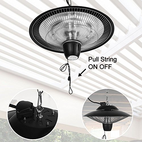 Star Patio Electric Patio Heater, Outdoor Ceiling Patio Heater, Black with Infrared Heating Element, Outdoor Patio Heater Suitable as a BBQ Party Heater, Balcony Heater, and Verandah Heater, ZHQ1524 - Thumbnail 3