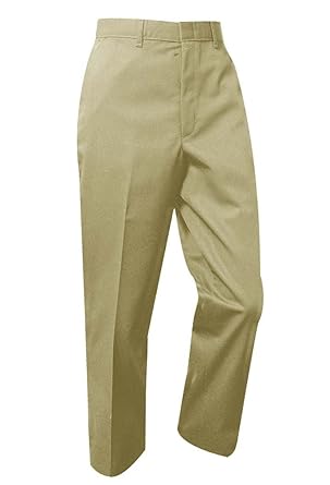 Buy A Boys Husky School Uniform Flat Front Pants Khaki At Amazon In