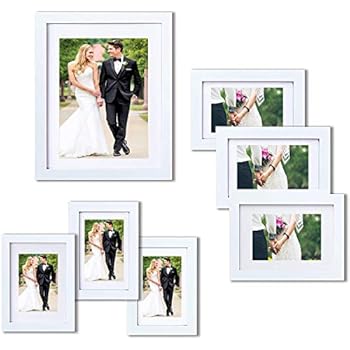 INNOCHEER Picture Frame Set of 7: Solid Wood, Three 4x6 Inches - Three 5x7 Inches - One 8x10 Inches
