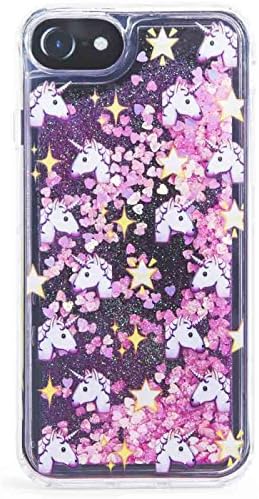 Liquid Case with Glitter Hearts and Unicorns For Apple Iphone 6/6s and 7