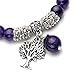 Top Plaza Amethyst & Rose Quartz Life Tree Stretch Lucky Stone Bracelet Reiki Healing Crystal Gemstone Dangle Charms Pendant Birthstone Bracelet(6.2