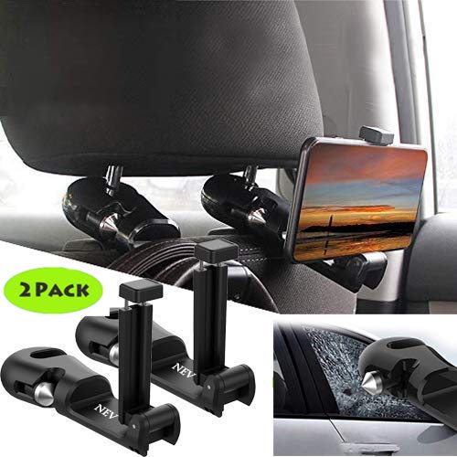 NEVLANTII 2pack of Car Headrest Hooks 3-IN-1 Hanger with Phone