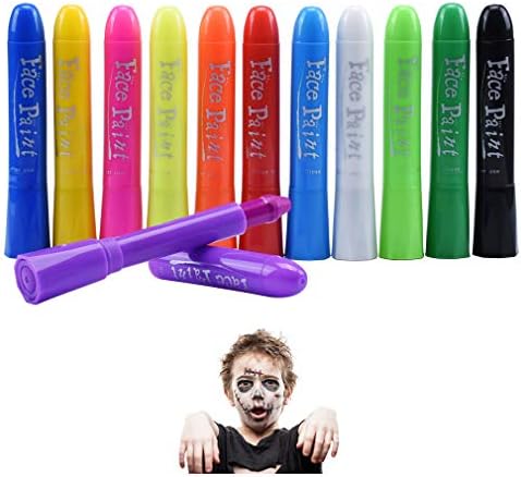 Mmuu フェイスペイント クレヨン 12色 ボディペイント 安全 無毒 簡単水洗 子供使用できる 顔ペン 絵の具 ハロウィン 仮装 コスプレ 小道具 スポーツ応援