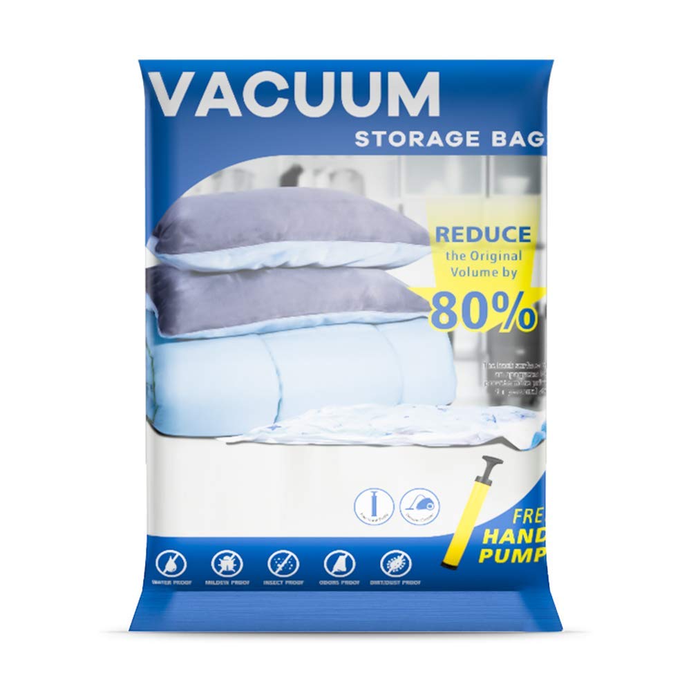 UOUNE Vacuum Storage Bags, 6 Jumbo (100 x 80cm) Reusable Space Saver Bags Vacuum Compression Zipper Storage Bags with Airtight Valve and Hand Pump,Work with Vacuum Cleaner