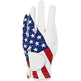 GOLTERS Golf Gloves for Men and Women Left Hand for Right Handed Golfer The American Flag Pattern Synthetic Leather Lycra Fiber Adjustable Closure