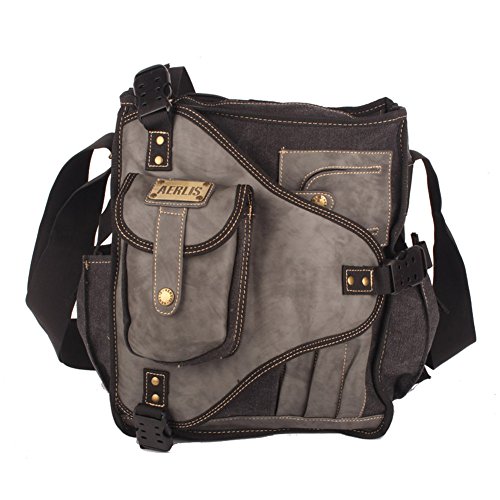Men Shoulder Bag, Innturt Canvas Messenger Bag, Sling Bag - Crossbody Bag Black