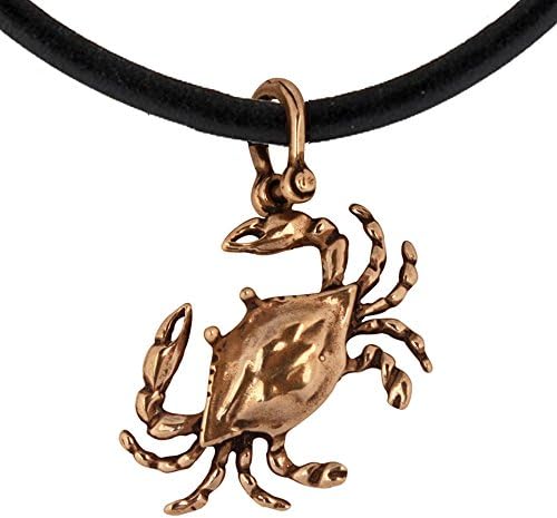 NAUTORABlue Crab Pendant Crafted in Marine Grade Bronze on a Smooth Black Leather Necklace