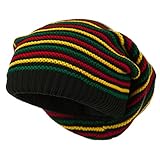 Rasta Striped Multi Deep Beanie - Rasta