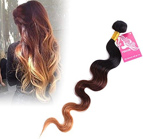 Human Hair Extension Remy Curly Brazilian Unprocessed Virgin Natural Ombre #1B/4/27 Curly Body Deep Wave Weave Wavy Weft 18"