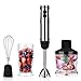 KOIOS HB-2050 Immersion Blender Setting 6-Speed Includes 500mL Food Processor, 600mL Mixing Beaker and Whisk Attachment, Matte Black