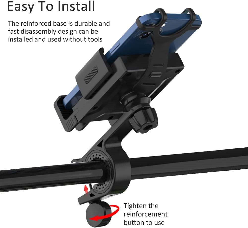 Bike Phone Mount Holder, 360°Rotatable Motorcycle Phone Mount, Universal Bike/Motorcycle Phone Stand on Handlebar Compatible with 4.7"-6.7" Phones, Tool Free Install