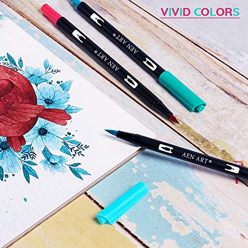 Dual Brush Calligraphy Pens Art Marker, Brush & Fine Tip Markers 36 Color for Beginners Hand Lettering Journaling Note Taking and Coloring Book, 18 Count - Thumbnail 4