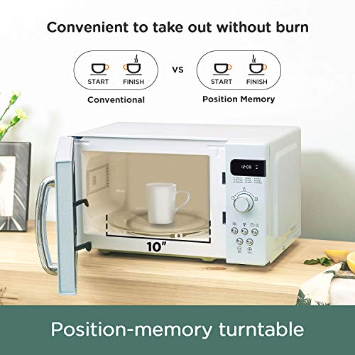 COMFEE' Retro Countertop Microwave Oven with Compact Size, Position