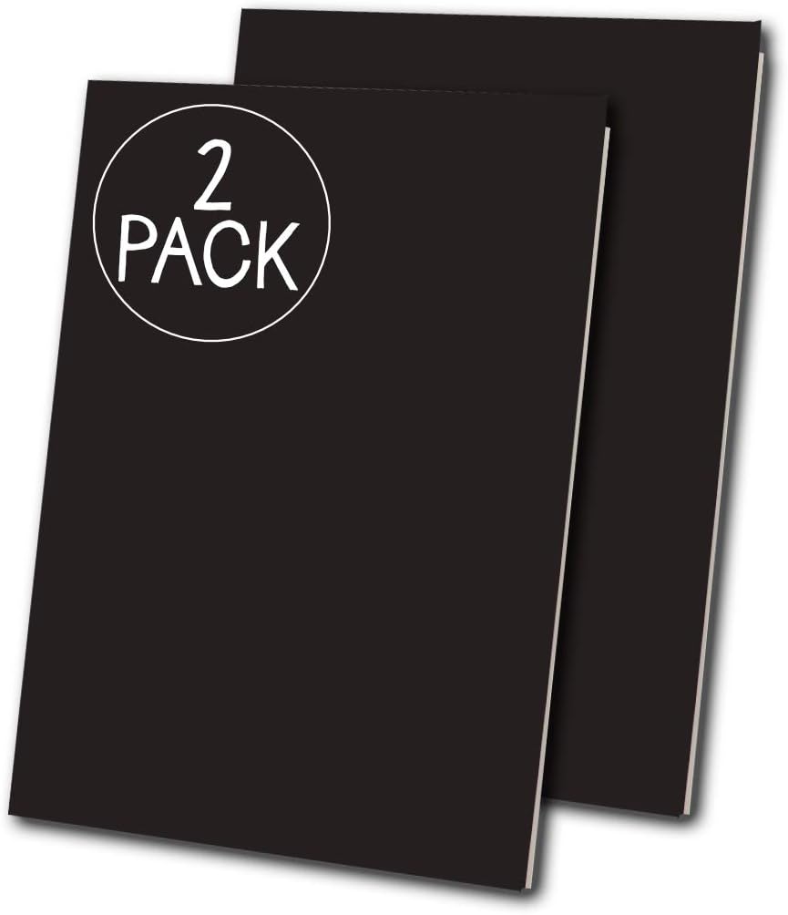 Essential Arts Pack of 2 x A3 Black Laminated Soft Cover Stapled Starter Sketchbooks 140gsm White Cartridge Paper (420 x 297mm)