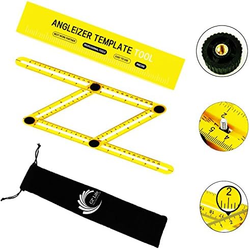 Template Tool, GP Life Improved Multi Angle Measurement Ruler, Instrument for Builders Craftsmen Tilers Handymen Carpenter Roofers DIY