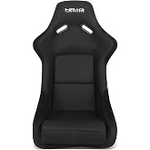 NRG Innovations NRG-FRP-300BK Fiber Glass Fixed Back Bucket Racing Seat (Large), 4/5 pt Harness Compatibility, Black Seat Cover, 23"W X 18" D X 35" H