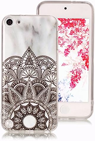 Marble Case for iPod Touch 5, iPod Touch 6 Case, Ronger Gel TPU Silicone Case Ultra Thin Flexible Cover with Stone Pattern for iPod Touch 5 /6 Case, White Mandala Flower